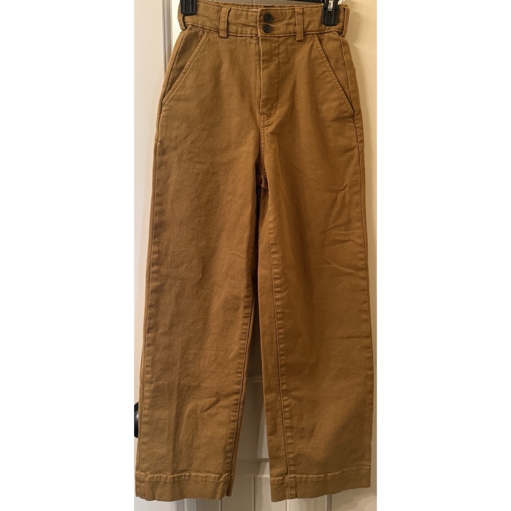 Everlane The Wide Leg Crop Pants Ochre Brown Organic Cotton Stretch Women's 00